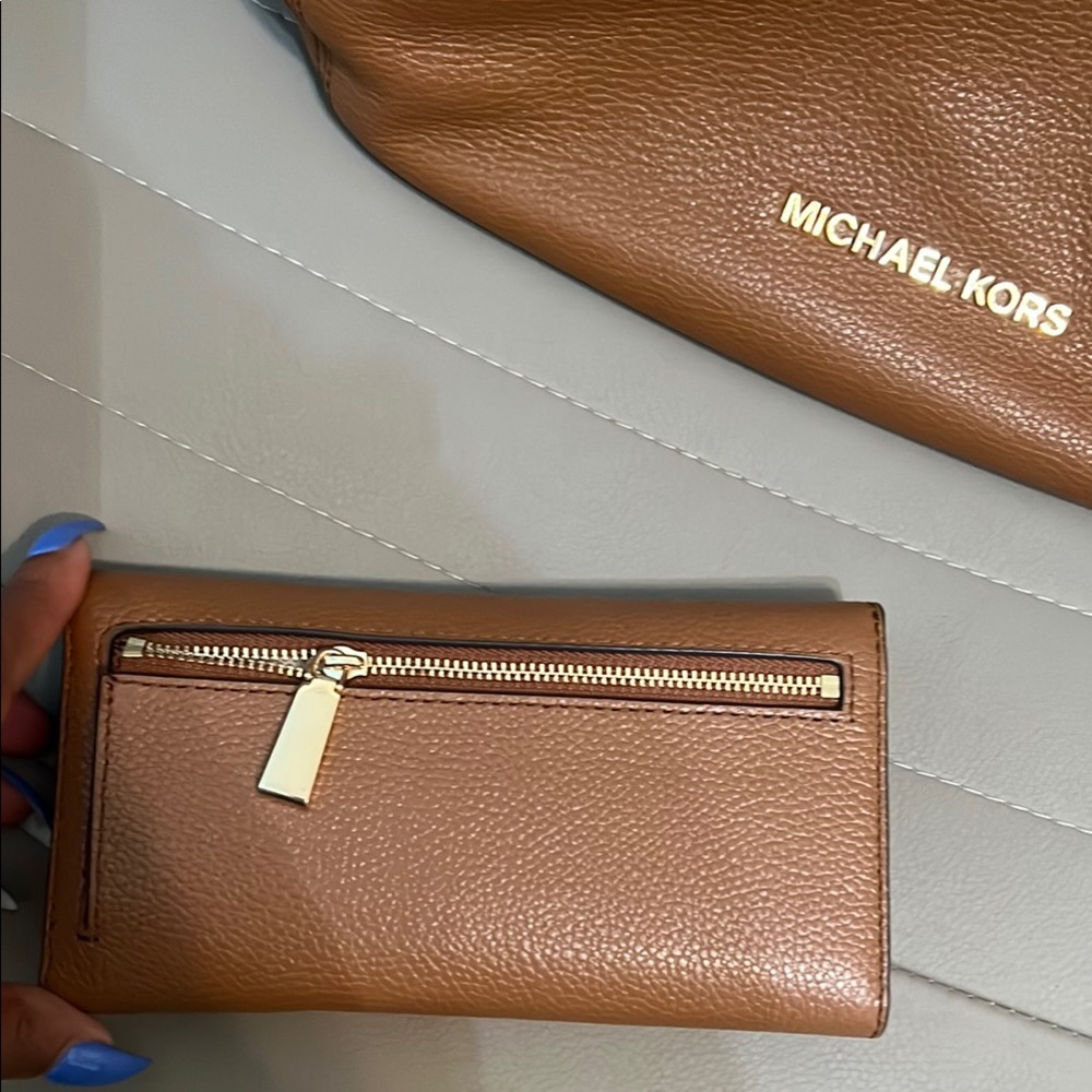 Michael Kors Brown Leather Hobo Bag with MK Charm - Picture 3 of 7